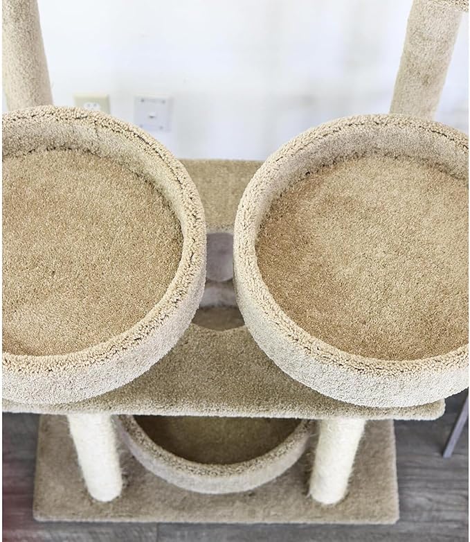 Maykoosh Southwestern Sanctuary Multi-Level Cat Cat Climbing Tower Cat Tree, Solid Wood and Carpet Construction, Modern Cat Tree with Scratch Post and Sturdy Base Brown/41 L x 31" W x 55" H