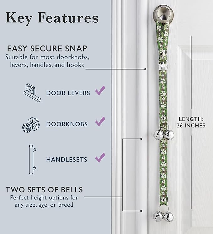 PoochieBells Dog Doorbell, Dog Potty Training Bells, Dog Safe USA-Made w/Perfect Sound,Dog Trainer Approved, Housetraining Made Easy & Quick, Sig Tracks Camo