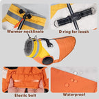 azuza Dog Jacket for Medium Dogs Waterproof Dog Coat with Reflective Strips and Harness Built in Warm Fleece Dogs Winter Coat Windproof with Back Zipper, Orange 2XL