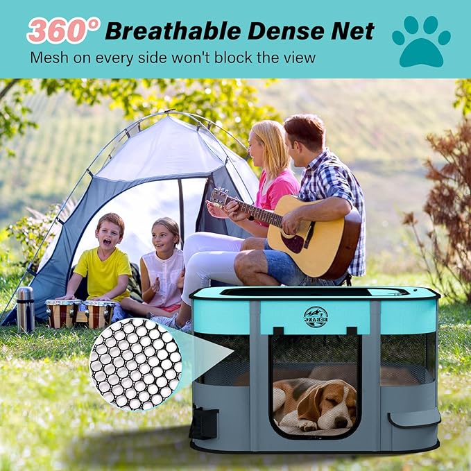 Puppy Playpen Cat Dog Crate: Play Pen Indoors Pet Playpens Portable Foldable Cage Kennel House for Small Kitten Rabbit Guinea Pig Hamster with Food Bowl (Grey, S, 1)