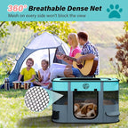 Puppy Playpen Cat Dog Crate: Play Pen Indoors Pet Playpens Portable Foldable Cage Kennel House for Medium Small Large Kitten Rabbit Guinea Pig Hamster with Food Bowl (Grey, L, 1)
