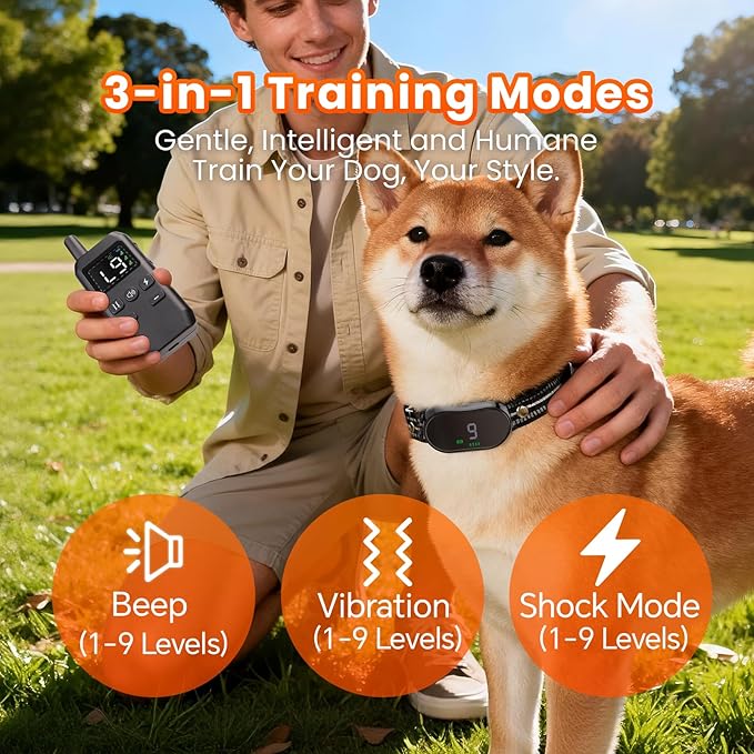 Small Shock Collar for Small Dogs，1300FT Dog Training Collar with Remote，3 Channels - IP67 Waterproof Rechargeable, Beep, Vibration, Safe Shock for Small & Medium Dogs(5-30Lbs，Black)