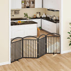 Folding No-Assembly Freestanding Dog Gate with Door,32" Heights Foldable Pet Fence,96" Extra Wide Accordion Puppy Folding Playpen for Doorways,House,Stairs (4 Panels,Black)