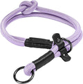 Slip Dog Collar, Nylon Rope Dog Choker Collars with Adjustable Stopper, Heavy Duty Collar for Medium Dog Training (Purple)