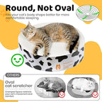 Cat Scratcher Cardboard Bed - Happy&Polly Round Scratching Pad for Indoor Cats Double-Sided Usable Corrugated Cat Beds Furniture Protector Cat Scratch Deterrent - White