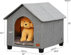 Indoor Dog House with Warm Plush Mat and Elevated Feet,Soft Dog Bed House for Medium Size Dog and Multiple Large Cat,Max Pets Size 23.6 X 16.9 Inches