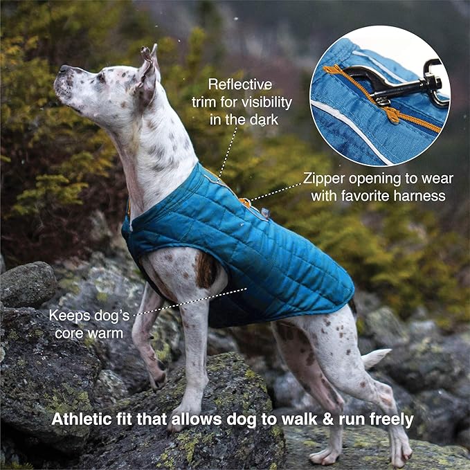 Kurgo Loft Dog Jacket - Reversible Cozy Coat for Outdoor Adventures - Water Resistant - Athletic Fit - Machine Washable Fabric - Reflective Dog Gear - X- Large - Watercolor Stripe