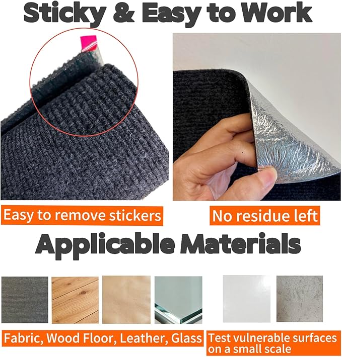 78.7"X15.8" Cat Scratch Furniture Protector Scratcher Pad, Adhesive Couch Protector from Cats Claws Scratching, DIY Cats Climbing Wall Scratcher Carpet as Cat Scratching Post (Dark Grey)