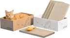 5-Pack Double-Sided Cat Scratchers with Box & Fish Toy - Reversible Cat Scratch Pad for Indoor Cats, Durable Corrugated Cardboard Cat Scratcher for Cats to Rest and Play, Furniture Protector
