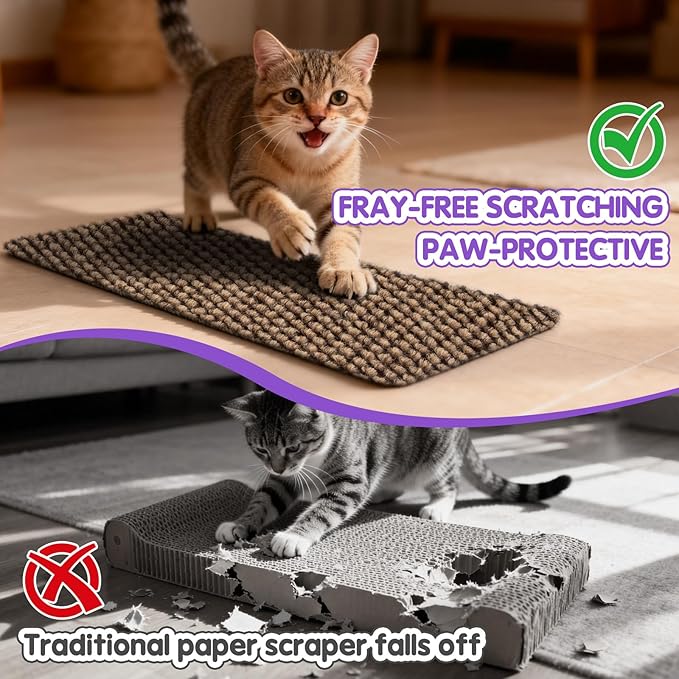 Wall Cat Scratcher for Indoor Cats,19.6x7.8”Corner Cat Scratcher,Cat Scratch Pad Furniture Protector for Door & Wall,Couch, Durable Cat Scratching Board Easy Mount(Deep Brown, 19.6”x7.8”)