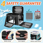 Petskd Top-Expandable Small Pet Carrier with Wheels(18" L x 13" W x 9.5" H), Southwest Airlines Approved, Rolling Pet Carrier for Small Dogs & Cats (Black)