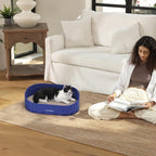FUKUMARU Cat Scratcher, 24 Inch Sofa Shape Cat Scratcher Couch Bed, Reversible Detachable Cats Scratching Board, Round Cats Scratch Pads Refill Indoor, Blue