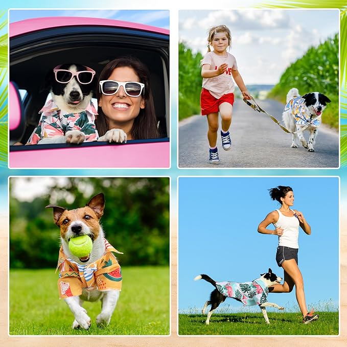 Weewooday 4 Pieces Small Pet Summer T-Shirts Hawaii Style Floral Pet Dog Shirt Breathable Cool Clothes Beach Seaside Puppy Sweatshirt for Puppy(Lovely Style,Large)