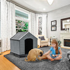 YITAHOME Plastic Dog House, Waterproof Indoor Outdoor Doghouse for Large or Small Dog, with Air Vents and Elevated Floor, Easy Assemble and Clean