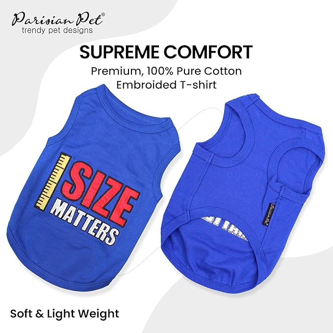 Parisian Pet Dog Shirt – 100% Cotton Shirts for Medium Dogs – Blue Sleeveless Puppy Clothes – Lightweight and Breathable Pet Apparel – Soft Funny Dog Clothes - Stretchy T Shirts for Dogs