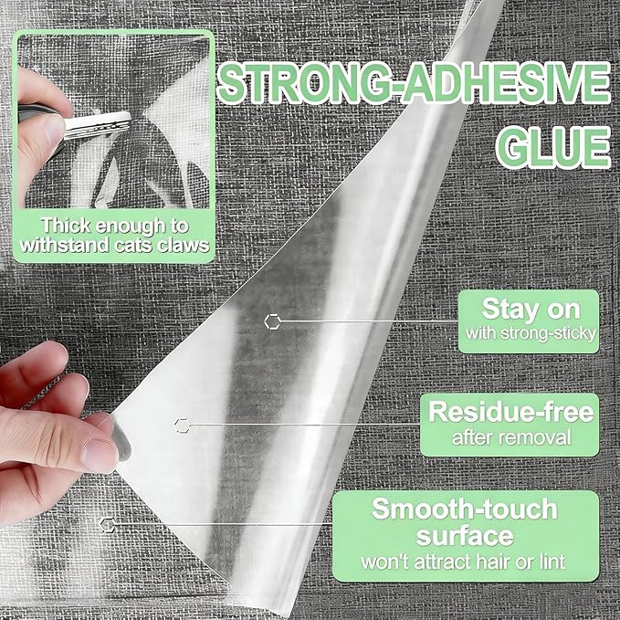 Anti Cat Scratch Furniture Protector, 190"x12" Pins cat Scratch Deterrent for Furniture,Self Adhesive Anti Pet Deterrent Sofa Cover Clear PET Protective Film