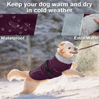 Lelepet Warm Dog Coat Waterproof Dog Jacket for Extra Large Dogs Reflective Fleece Vest with Adjustable Buckle Hook & Loop Windproof Cold Weather Coats for Small Medium Large Dogs, Dark Purple, XXXL
