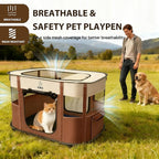 Portable Foldable Pet Playpen Collapsible Crates Kennel Playpen for Dog cat and Rabbit &Travel playpen Outdoor or Indoor (Medium（31.5" L x 23.6" W x 21.7" H）, Green)