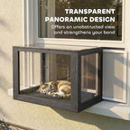 PawHut Cat Window Box Catio, Outdoor Indoor Cat Enclosure with Clear Panels, Universal Window Perch for Wall 25"–41", Catio for Indoor Pet Sunbathing, Napping & Overlooking