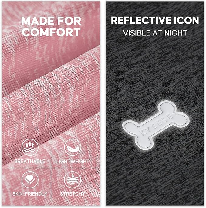 KYEESE 2Pack Dog Shirt, Lightweight Sun Protection Sleeveless Dog T Shirts for Small Dogs Girl, Breathable Pet Reflective Tank Top Summer Dogs Clothes for Outdoor Walking, Pink+Grey, L