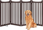Yaheetech 36" H Extra Tall Freestanding Pet Gate 4-Panel Wooden Dog Fence with 2 Support Feet Folding Dog Gate for Indoor, Stairs, Doorway, Halls, Kitchen Wooden Pet Barrier Espresso, 79.5" L x 36" H