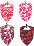 ADOGGYGO 4 Pack Valentine Dog Bandana Triangle Pet Scarf Red Pink Heart Pattern Valentine Bandanas for Large and Extra Large Dogs Pets (X-Large)