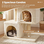 DORTALA Cat Tree for Indoor Adult Cats & Kittens, 25.5" Modern Cat Tower with 2 Condos, Top Perch, 3 Caves, Sisal Scratching Post, Pet Climbing Furniture Activity Center (Beige)