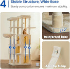 MWPO Extra Large Cat Tree - 70.1-Inch Tall Cat Tower with 3 Cat Condos, Multi-Level Cat Stand for Large Cats Featuring Scratching Posts, Padded Perches, Hammock, Dangling Toys, Beige