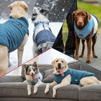 Reversible Dog Winter Coat, Waterproof Warm Fleece Sweater Windproof Lightweight Pet Snow Jacket for Medium Large Dogs with Double Ended Zipper, Cold Weather Dog Coat,Blue,XXL