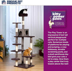 Prevue Pet Products Cat Tree Extra Tall 60in Multilevel Durable Cat Scratching Post & Jumping Platform Space Saving Cat Condo Pet Play House and Hideaway for Indoor Cats, Purple