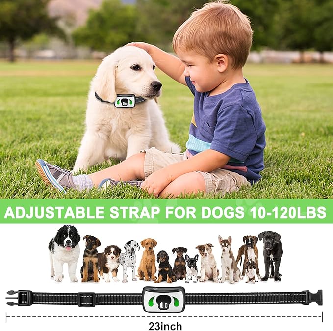 Dog Training Collar with 4 Training Modes - Dog Bark Collar with Mini Remote - Dog Shock Collar for Indoor & Outdoor, Shock Collar for Large Dog Medium Dog & Small Dog (10~120 lbs)