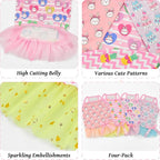 4 Pack Dog Slip Dresses Adorable Hand-Painted Pattern Puppy Dresses Summer Holiday Pet Clothes for Small Dogs (S)