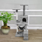 FixtureDisplays® 19.7X23X49" Cat Tree Condo Furniture with Sisal-Covered Scratching Posts, Plush Condo, 2 Platforms, Perch Hammock for Kittens, Cats and Pets Light Gray 12240-NEW