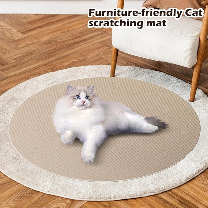Cat Scratch Mat - 78.74"x15.74" Self-Adhesive Anti Scratching Pad for Couch, Trimmable DIY Cat Sofa Furniture Wall Cat Tower Protector, Replacement Pads for Pet Couch Protector from Claws Beige