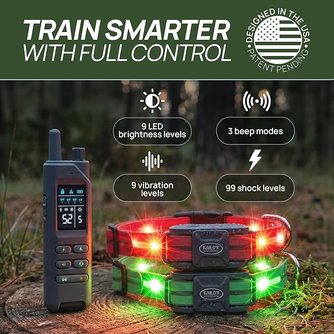 Dog Shock Collar (New Version) with 360° LED Lights – 4200FT Dog Training Collar with Remote, IPX8 Waterproof, Beep/Vibration/Safety Shock Modes, Rechargeable E-Collar for Dogs