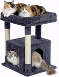 Cat Tree for Large Cat, 19 * 15.8in Large Perch Bed for Adult Cats, 23.6in Cat Tower with Scrathing Post, Cat Condo with 2-Door for Indoor Cats, Dark Gray