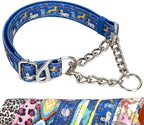 Reflective Martingale Dog Collar - Cartoon Pattern Adjustable No-Pull Training Collar with Safe Choke Chain Design for Medium, Large & XL Dogs(Cartoon M)