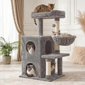 Modern Cat Tree with Scratching Posts, Cat Bed, Hammocks & Condos – Multi-Level Cat Tower for Playful Cats, 36" Modern Cat Tree Tower, Grey