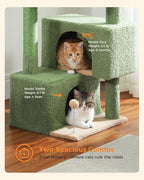 45-Inch Green Cat Tree with 2 Condos for Indoor Cats,Cat Tower with Scratching Posts for Small Cats,Cactus Cat Tree Tower with Hammock and Cat Toys