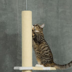 PawHut 87"-103" Floor to Ceiling Cat Tree, 4 Tier Tall Height Adjustable Cat Tower with Plush Platforms, Sisal Scratching Posts, Toy Ball, for Indoor Cats, Yellow