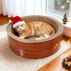 Cat Scratcher Post & Board, Round Cat Scratching Lounge Bed, Durable Pad Prevents Furniture Damage, 17.32'' x 17.32''x 6.11''