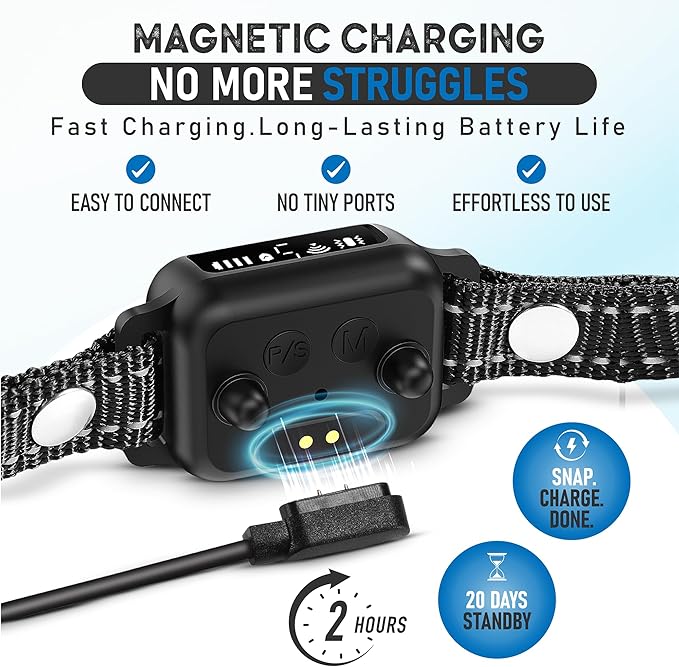 Bark Collar for Small Dogs 5-15 lbs with Magnetic Charging – No Shock, 3 Beep & Vibration Modes, 5 Sensitivity Levels – Humane Stop Anti-Barking Device – Dog Training Bark Collar (Black/Red Heart)