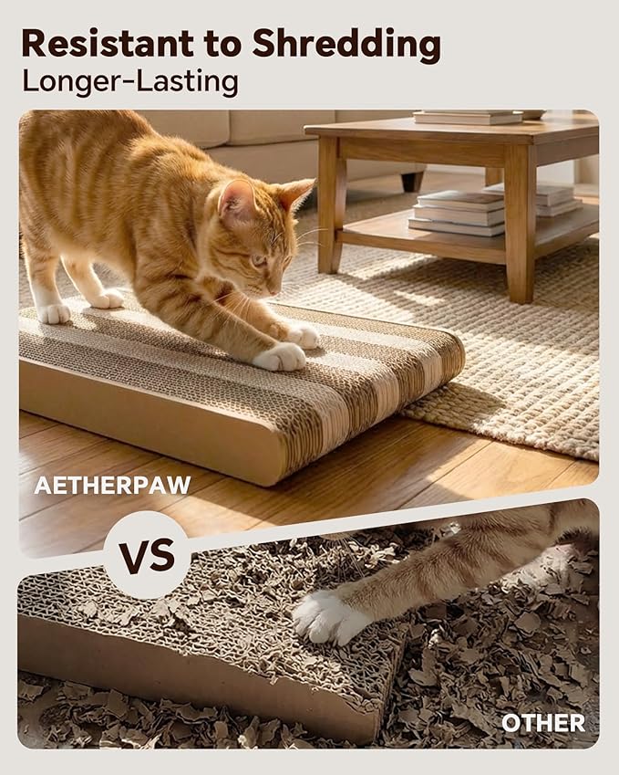 Cat Scratcher, L-Shaped 23.7" Tall Cardboard Scratching Board - 3 in 1 Wall Lean or Flat Use, Extra Thick Corrugated Cat Scratch Pad with Bell Ball Toy for Indoor Cats