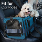 FUKUMARU Expandable Cat Carrier, 18x11x11 Soft Cat Travel Carrier, Ventilate Airline Approved Dog Carrier, Durable Small Dog Carrier with Anti-Scratch Mesh, Escape-Proof Pet Carrier for Cat, Blue