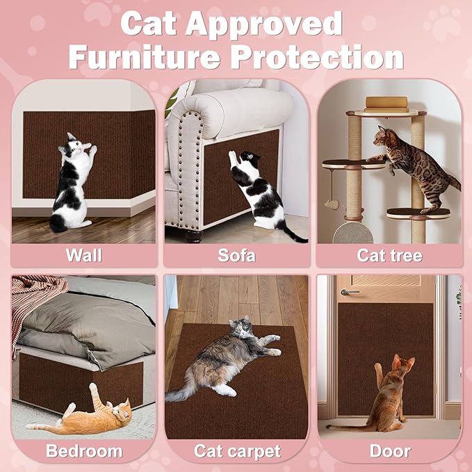 Anit Cat Scratch Couch Furniture Protector,78.7x15.8 Cat Wall Corner Scratcher Pads Mat,DIY Cats Scratching Carpet Post Board Replacement