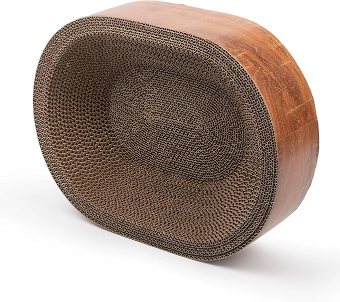 MeowHaus Cat Scratcher Nest, Oval Design for Cats, Corrugated Paper, Indoor Sleeping Bed, 1.32 lbs