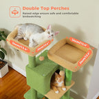 PEQULTI 53" Cat Tree for Indoor Cats, Multi-Level Cat Tower with Cozy Cat Condo Clearance Prime, Green