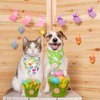 ADOGGYGO 4 Pack Easter Dog Bandana Triangle Dog Scarf Rabbit Easter Egg Pattern Pet Bandana for Small Dogs Pets (Small)