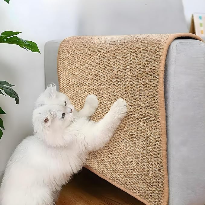 2 Pack Cat Scratcher Mat 23.6 X 15.7 Inch Natural Sisal Cat Scratching Carpet with Anti-Slip Base Rabbit Floor Scratching Pad Rug for Cats Guinea Pig Bunny Rabbit