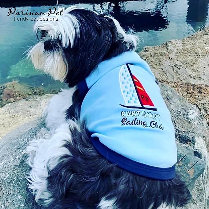 Parisian Pet Dog Shirt – 100% Cotton Shirts for Small Dogs – Nautical Sleeveless Puppy Vest – Lightweight and Breathable Pet Apparel – Pullover Summer Dog Clothes - Stretchy Funny T Shirts for Dogs